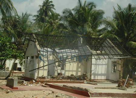 The remains of a house