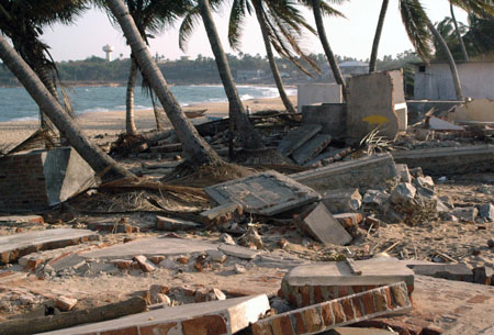 Destroyed homes in Hambantota