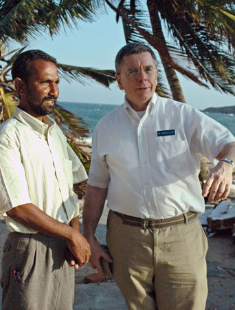 Charles Flood surveying the relief efforts