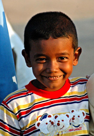A boy in the Muslim camp